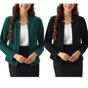 INSPIRE CHIC Women's Open Front Long Sleeve Business Work Office Blazer 2 Packs - 1 of 4