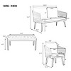 4-Piece Woven Rope Patio Conversation Set, Outdoor Garden Sofa with Solid Wood Loveseat, 2 Chairs and Table – Maison Boucle - 4 of 4