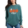 S.W.Smiley Boo Crew - Women's Garment Dyed Long Sleeve Graphic T-Shirt - 3 of 4
