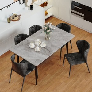 47" Rectangle Dining Table Exquisite Marble Table for Restaurant No Chair GRAY - 1 of 4