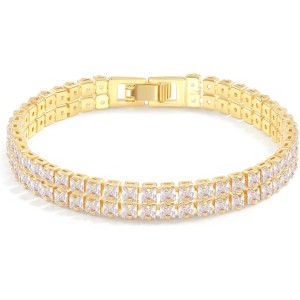 14K Gold Plated Tennis Bracelet for Women – Classic CZ Link Design, Fits 6.0"–7.2" Wrists – Stylish Sparkling Jewelry Gift - 1 of 4