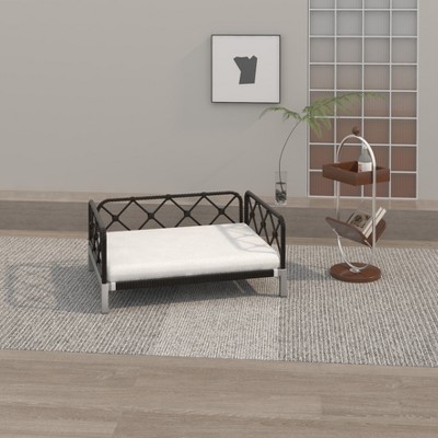 Bencmate Pet Beds Wicker Rattan Dog Sofa Bed Water Resistant with Cushion for Patio Garden Living Room Bedroom, Brown, 24.1"*20.1"*4.72"