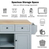 Rolling Kitchen Island with Rubberwood Drop Leaf, Internal Door Racks, Cabinet, 3 Drawers, Adjustable Shelves, Towel and Spice Racks - 4 of 4