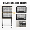 64" Double Stackable Bird Cage with Stand and Wheels for Budgies,Budgie Cage with Trays and Perches - LAOTIES - 4 of 4