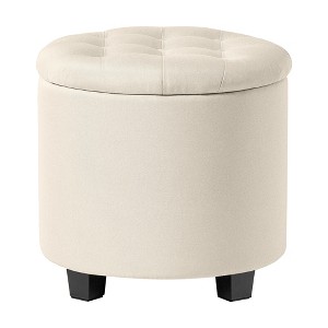 Round Storage Ottoman, Ottoman with Storage, 17.7" Dia. x 17.5" H, Sturdy Footrest with Legs, Supports 330 lb, for Living Room & Bedroom - 1 of 4