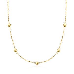 Ross-Simons Italian 14kt Yellow Gold Bead Station Lumachina-Chain Necklace - 1 of 4