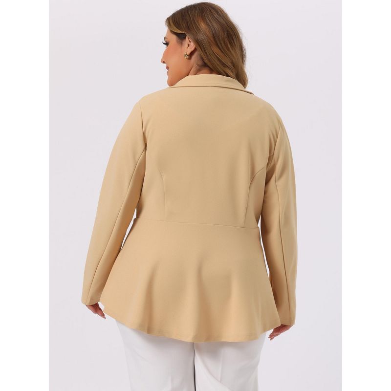 Agnes Orinda Women's Plus Size High-Low Peplum Button Work Formal Elegant Blazers, 5 of 7