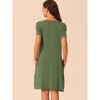 cheibear Women's Soft Front Button Short Sleeve Sleepwear Lounge Nightgown with Pockets - 3 of 4