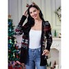 Women's Christmas Chunky Knit Cardigan Sweater Long Sleeve V Neck Button up Cardigan with Pocket Sweater Coat for Fall and Winter Black M - 2 of 4