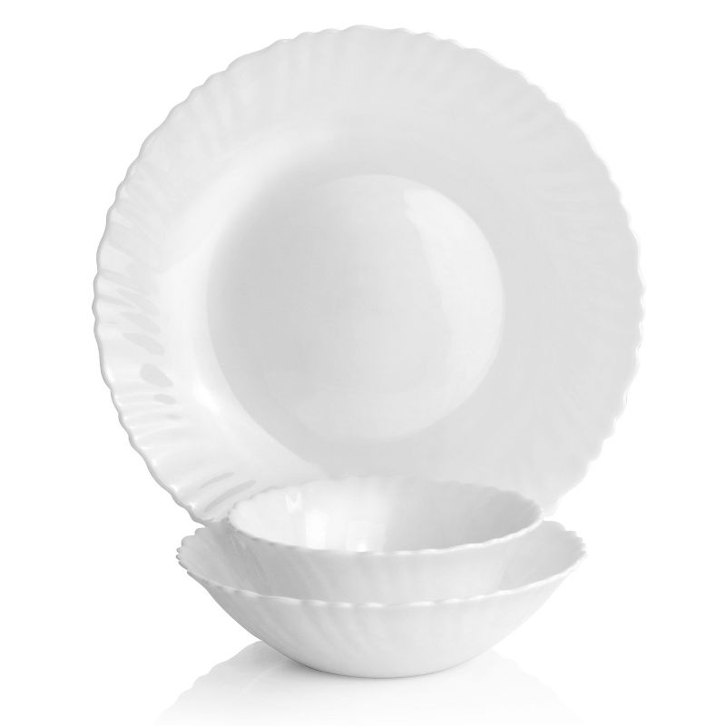 Gibson Ultra Radley 12 Piece Tempered Opal Glass Dinnerware Set in White, 2 of 9