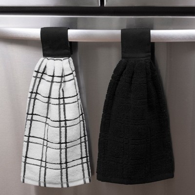 Noir and White Cotton Terry Dish Towel Set