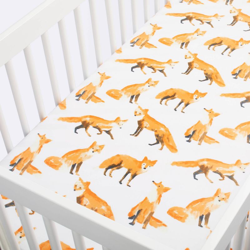 Crib Fitted Sheet - Cloud Island&#8482; Foxes, 4 of 7