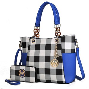 MKF Collection Bonita Checker Tote & Wallet Set - Stylish Vegan Leather Bag by Mia K - 1 of 4