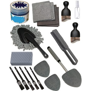 Aoibox 18Pcs Professional Car Interior Detailing Kit with Cleaning Tools for Windows, Dashboard, Vents, Windshield Brush, Chamois Cloth & Brushes - 1 of 4