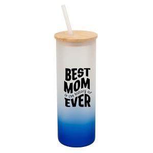 Elanze Designs Best Mom In History Ever Love Family Wrap-Around Design 25 Ounce Frosted Gradient Glass On-The-Go Coffee Travel Skinny Tumbler Mug Cup, - 1 of 1