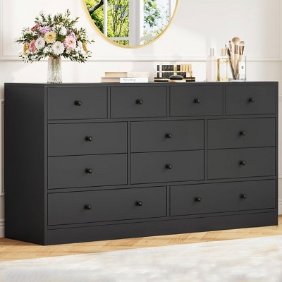 Whizmax 12 Drawer Dresser for Bedroom, 61 Inch Wood Dresser with Power Outlet, Wide Dresser Chest of Drawers for Living Room, Hallway