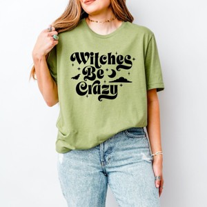 Simply Sage Market Witches Be Crazy Moon Short Sleeve Tee - 2XL - Light Green - 1 of 4