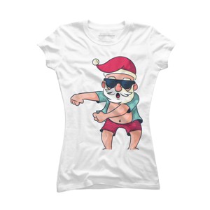 Junior's Design By Humans Funny Christmas Flossing Santa By rasok T-Shirt - 1 of 3