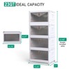 Molysoul 4 Tier Storage Bins with Lids, 23QT Stackable Closet Organizers and Storage with Wheels, Folding Storage Boxes for Home,Office,White - 2 of 4
