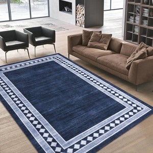 Washable Runner Rug with Border, Non-Slip Low-Pile Hallway Carpet for Kitchen Laundry Bathroom, Stain Resistant Soft Indoor Rug - 1 of 4
