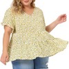 Agnes Orinda Women's Plus Size Boho Ditsy Floral V Neck Ruffle Tiered Pleated Babydoll Blouses - 2 of 4