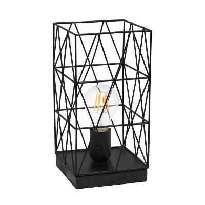 Metal Geometric Square Table Lamp Black - Simple Designs