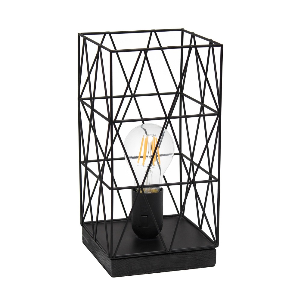 Photos - Floodlight / Street Light Metal Geometric Square Table Lamp Black - Simple Designs