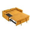 Dual functions corduroy sofa with pull-out and push-in, equipped with a movable tabletop and USB ports for use in living rooms bedrooms - 2 of 4