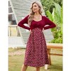Women's Maternity Dress Long Sleeve Vintage Floral Patchwork Dress Flared A-Line Swing Casual Party Midi Dress - 4 of 4