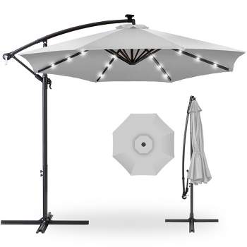 Best Choice Products 10ft Offset Hanging Outdoor Market Patio Umbrella w/ Easy Tilt Adjustment - Fog Gray