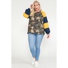 Slickblue Women's Plus Size Camo Combo Raglan Tee - Color Block Long Sleeve Top, Size 1XL-3XL - 2 of 3