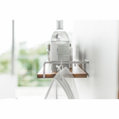 Contemporary Black Steel and Wood Wall-Mounted Shelf