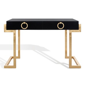 Maia 2-Drawer Desk - SFV3504 - Black/Gold Leaf - Safavieh Couture - 1 of 4
