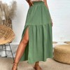 Womens Skirts High Slit Ruffle Hem Smocked Waist Midi Skirt - 4 of 4