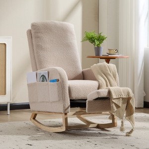 NicBex Accent Rocking Chair,Teddy Nursery Glider Rocker with Side Pocket,Comfy Armchair with Extendable Footrest for Living Room,Bedroom,Nursery - 1 of 4