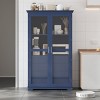 75" Kitchen Pantry Cabinet with 4 Drawers, Display Cabinet with Glass Doors, Freestanding Pantry Cabinet for Dining Room–The Pop Home - 2 of 4
