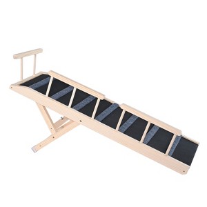 VEVOR Dog Ramp, Folding Pet Ramp for Bed, Adjustable Dog Ramp for Small, Large, Old Dogs & Cats, Wooden Pet Ramp with 47.2" Long Ramp - 1 of 4