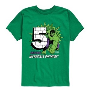 Boys' - Marvel - Hulk Incredible Birthday 5 Short Sleeve Graphic T-Shirt - 1 of 4
