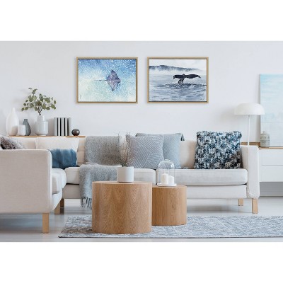 Natural Framed Whale Watching Canvas Print, 27" x 22"