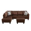 AndMakers 97 in. W Square Arm 3-piece L Shaped Microfiber Modern Sectional Sofa in Brown with Storage - 3 of 4