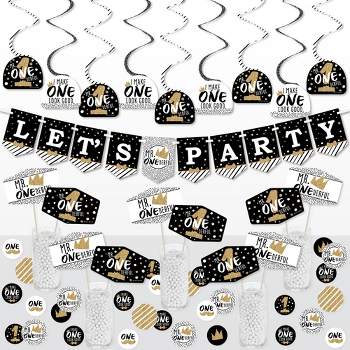 Big Dot of Happiness 1st Birthday Little Mr. Onederful - Boy First Birthday Party Supplies Decoration Kit - Decor Galore Party Pack - 51 Pieces