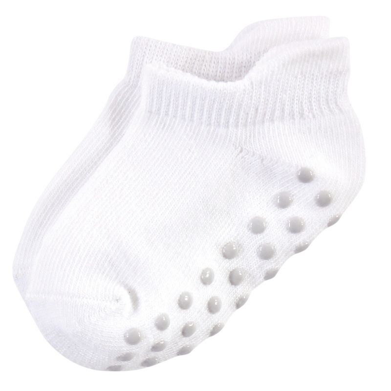 Touched by Nature Baby and Toddler Unisex Organic Cotton Socks with Non-Skid Gripper for Fall Resistance, White No-Show, 3 of 4