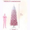 6ft/7.5ft/9ft Snow Flocked Pencil Christmas Tree with Pink Gradient, Slim Artificial Xmas Tree on Sturdy Metal Stand, Skinny Holiday Decor - 2 of 4