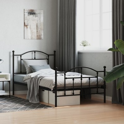 vidaXL Metal Bed Frame with Headboard and Footboard Black 39.4 in.x74.8 in. Twin
