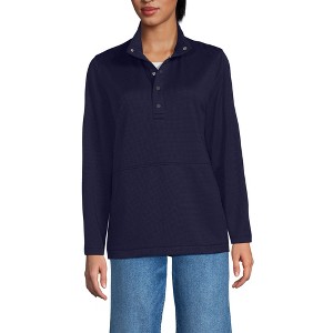 Lands' End Unisex Grid Tech Snapneck Pullover Shirt - 1 of 4