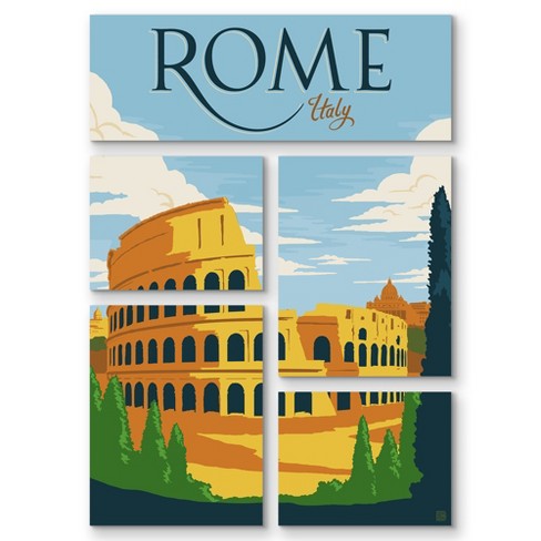 Americanflat Rome Italy 5 Piece Grid Canvas Wall Art Room Decor ...