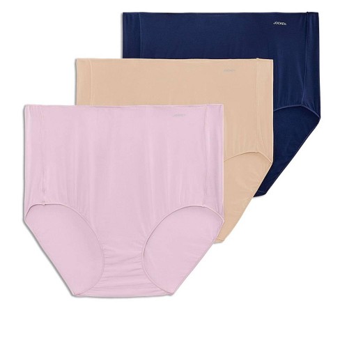 Jockey Women's No Panty Line Promise Tactel Brief - 3 Pack 7 Light/Faded  Mauve/Just Past Midnight