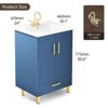 Phiestina 24" Blue Bathroom Vanity, Fully Pre-Assembled Cabinet with 3-Hole Ceramic Sink, 2 Soft-Close Doors, 1 Drawer, Brushed Gold Hardware - 3 of 4