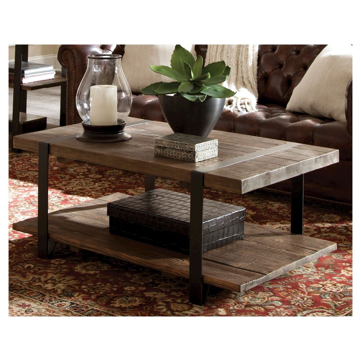 42" Modesto Solid Coffee Table Brown - Alaterre Furniture - thumbnail 2