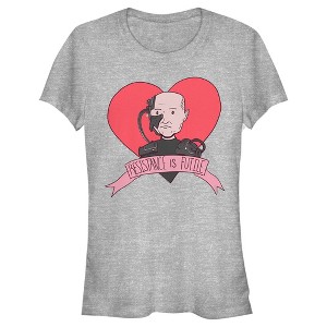 Juniors Womens Star Trek: The Next Generation Valentine's Cartoon Borg Picard Heart Resistance Is Futile T-Shirt - 1 of 4